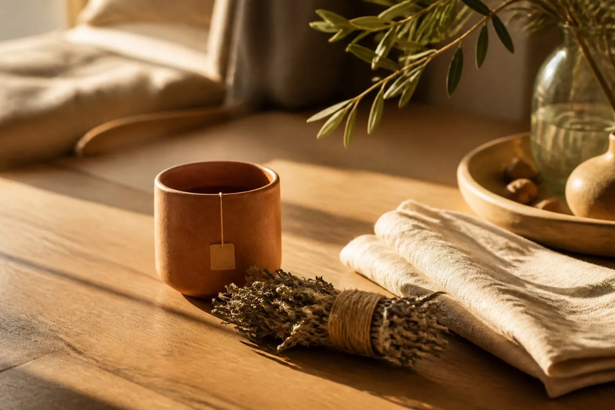 Calm Sunday evening still life for a short abdominal warmth routine