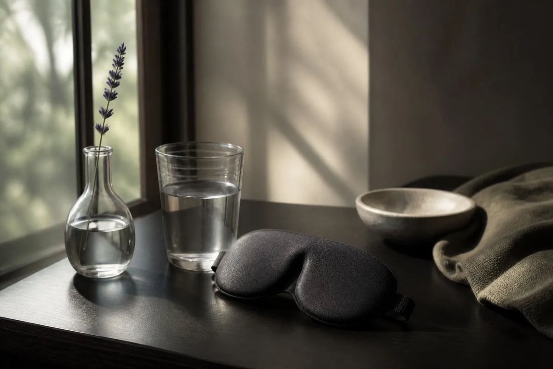 Neutral home setting for a weekend eye recovery routine after screen-heavy work
